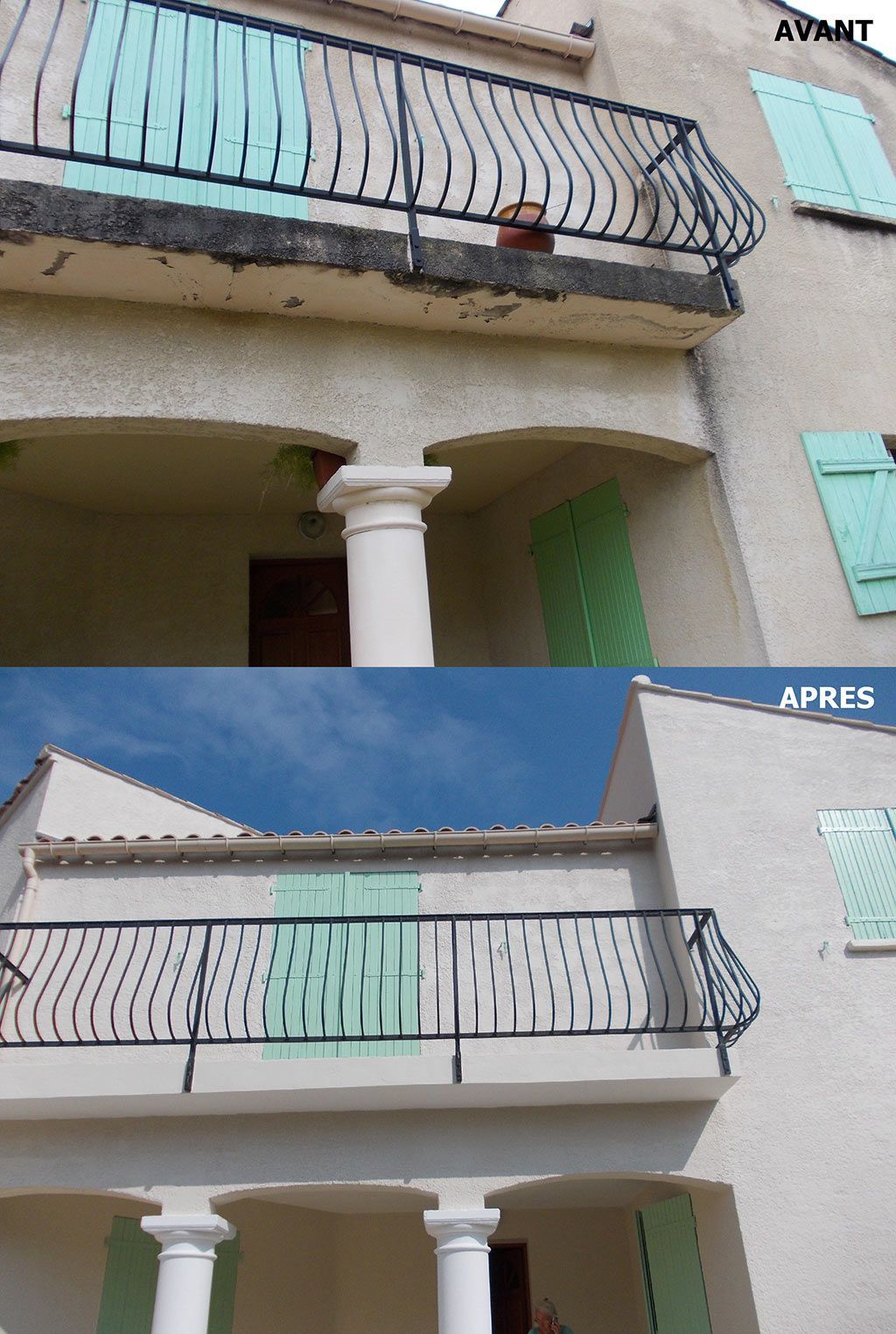 Avant-après d'une maison à colonnes