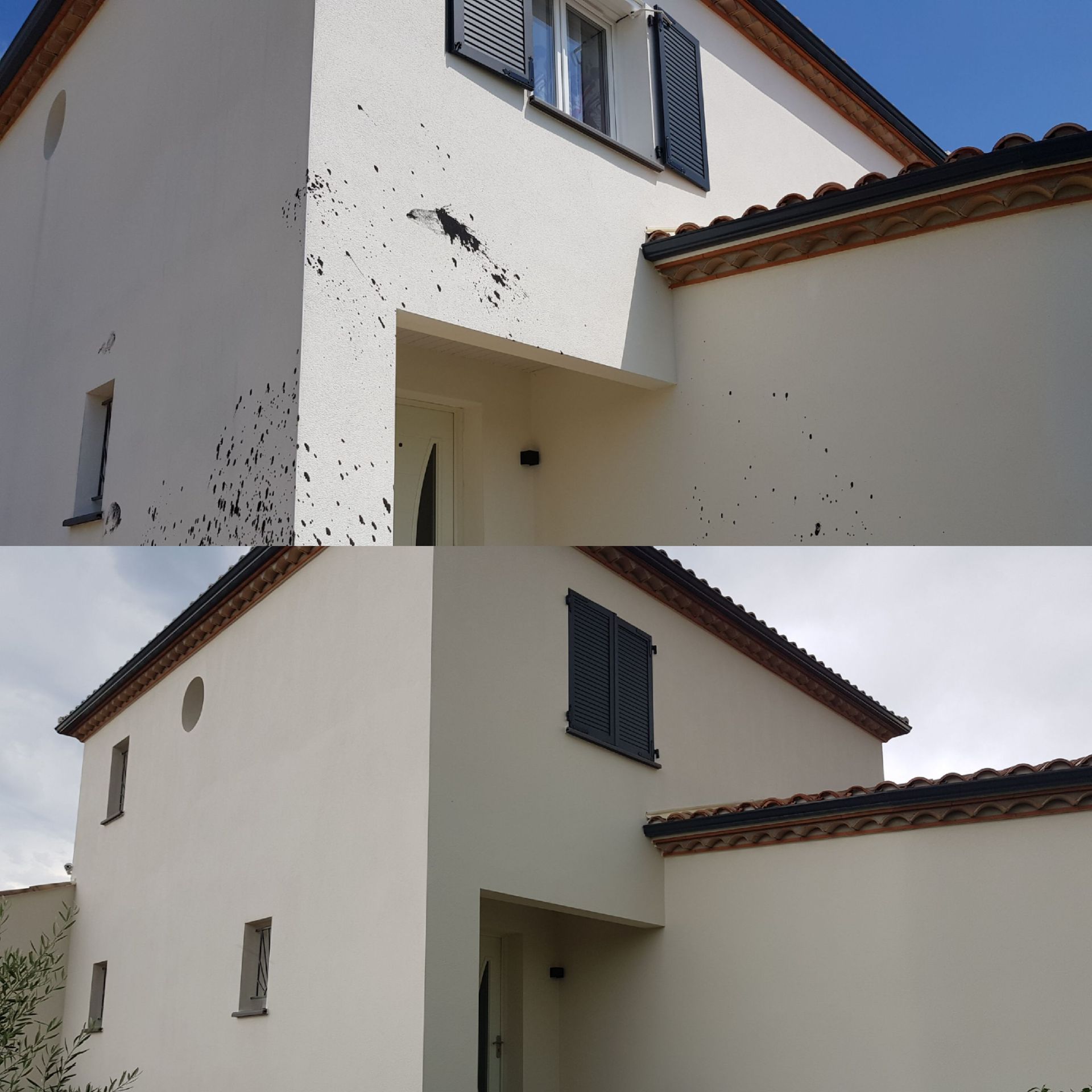 Avant-après d'une maison qui avait des tâches