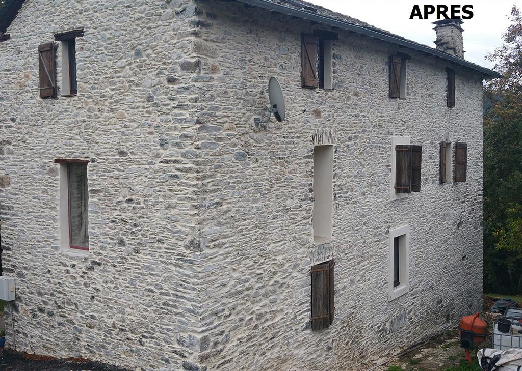 Maison en pierres après rejointement