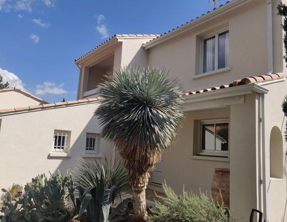 Bel arbre devant une maison dont la façade a été rénovée