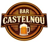 Logotipo de Bar Castelnou: Dise&ntilde;o circular marr&oacute;n y dorado con ilustraci&oacute;n de jarra de cerveza, texto "BAR CASTELNOU".