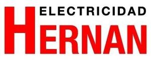 Logotipo con el texto HERNAN en rojo y ELECTRICIDAD en negro sobre un fondo blanco.