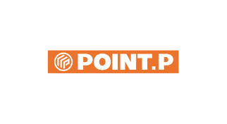 Le logo de point.p est orange et blanc sur fond blanc.
