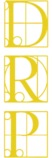 Un conjunto de tres letras amarillas r y d sobre un fondo blanco.