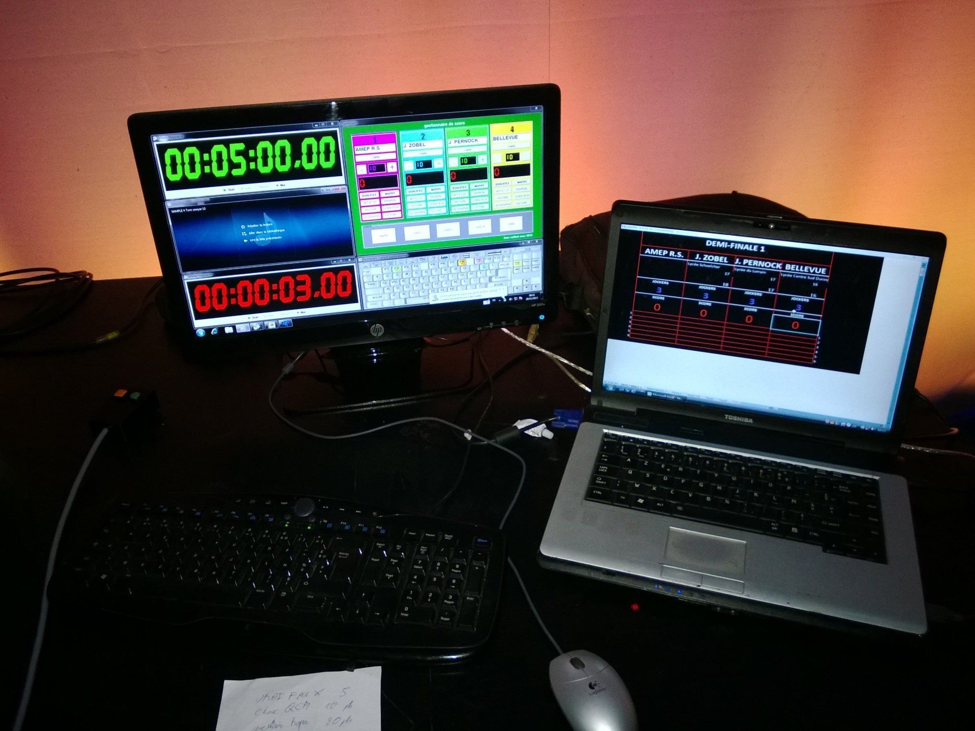 Jeu télévisé, pupitre de contrôle