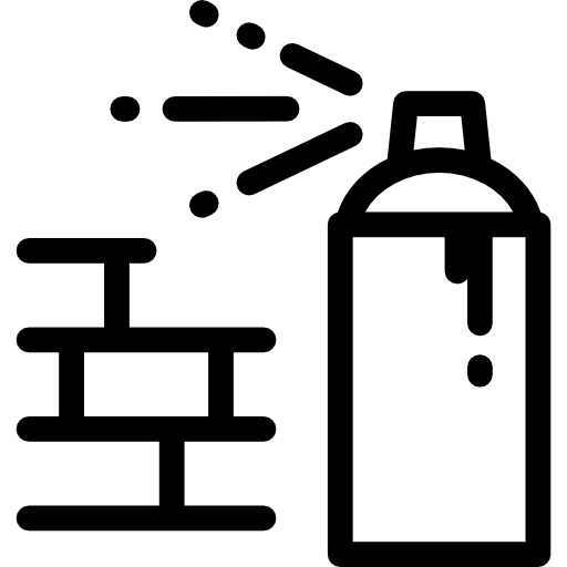 Eine Sprühflasche, aus der Farbe spritzt.