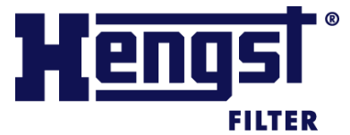 Un logotipo azul y blanco para el filtro Hengst.