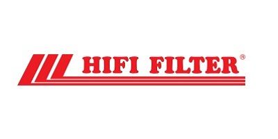 Un logotipo rojo y blanco para una empresa llamada HiFi Filter.