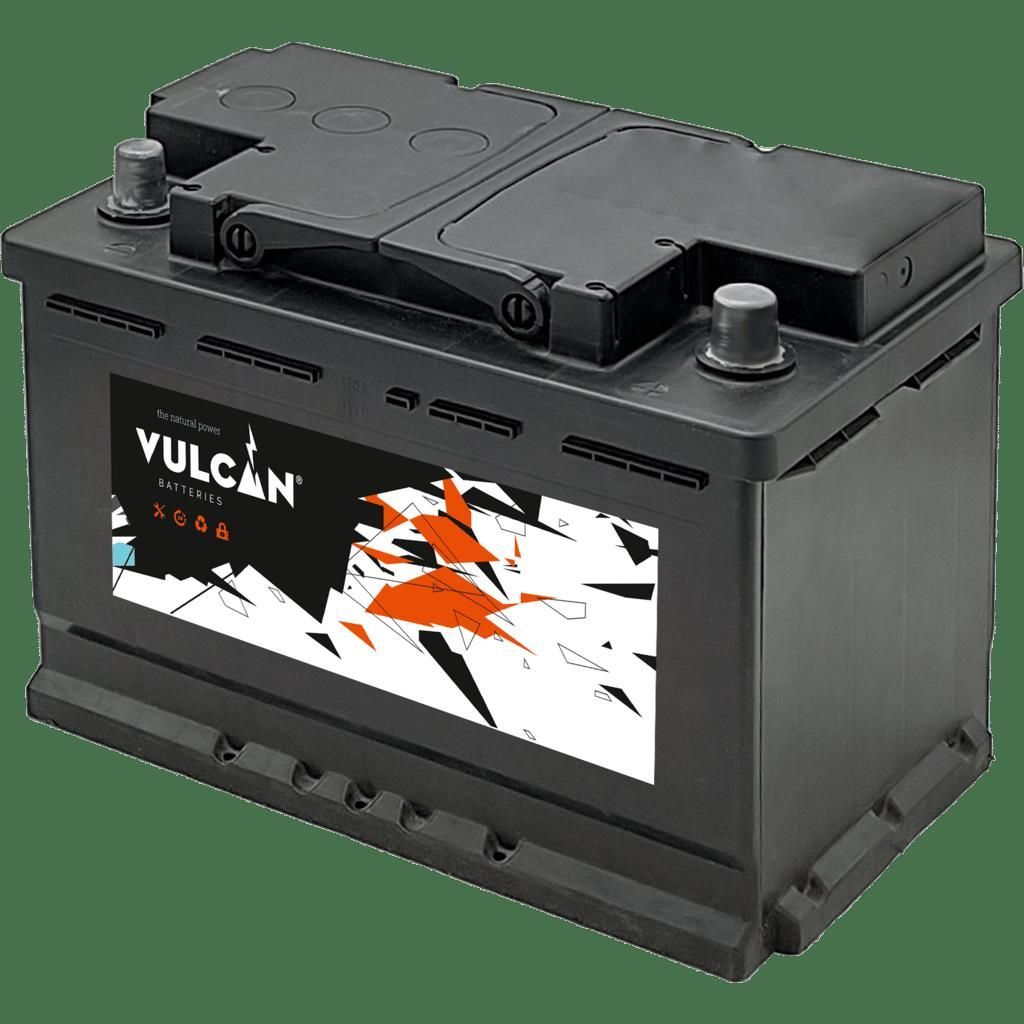 Se muestra una batería Vulcan sobre un fondo verde.