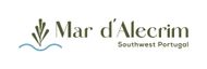 Logotipo da Mar d'Alecrim com planta verde e ícone de onda azul, texto 