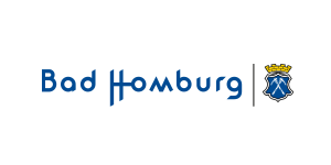 Logo von Bad Homburg mit Text und Wappen.