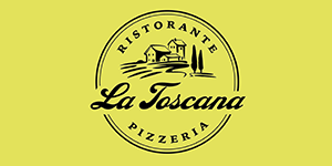 Logo der Bäckerei Hinnerbäcker mit einem Bäcker, der mit einem langen Löffel neben Brot steht, mit Schriftzug und gelben und roten Akzenten.