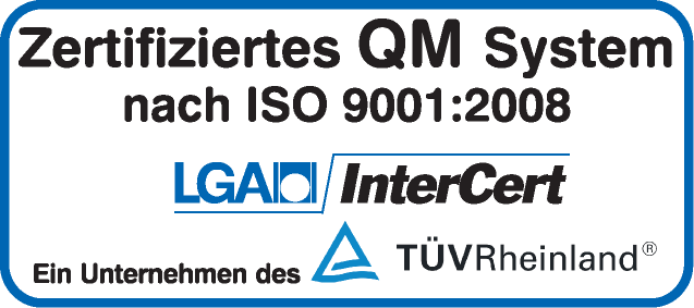 TÜVRheinland Zertifikat nach ISO 9001:2008