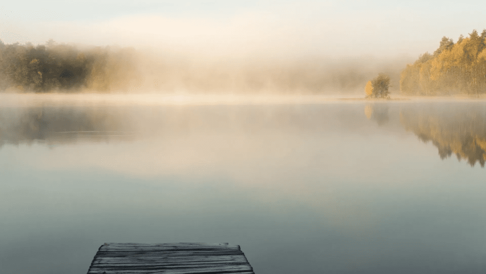 Ein nebliger See mit einem Holzsteg im Vordergrund | Dr. med. Ute Angelika Sartorius Psychotherapie