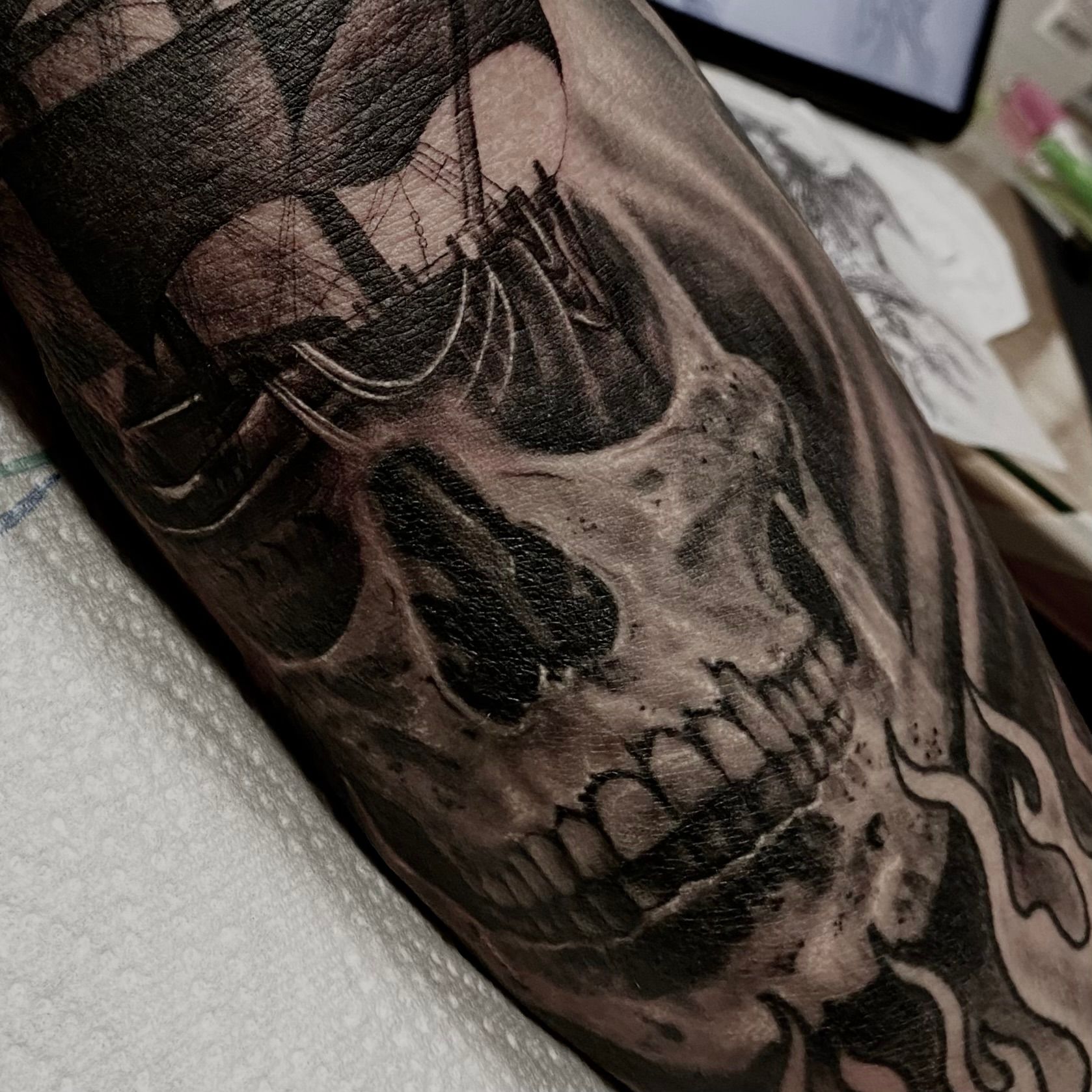 Realistisches Black and White von einem Totenkopf