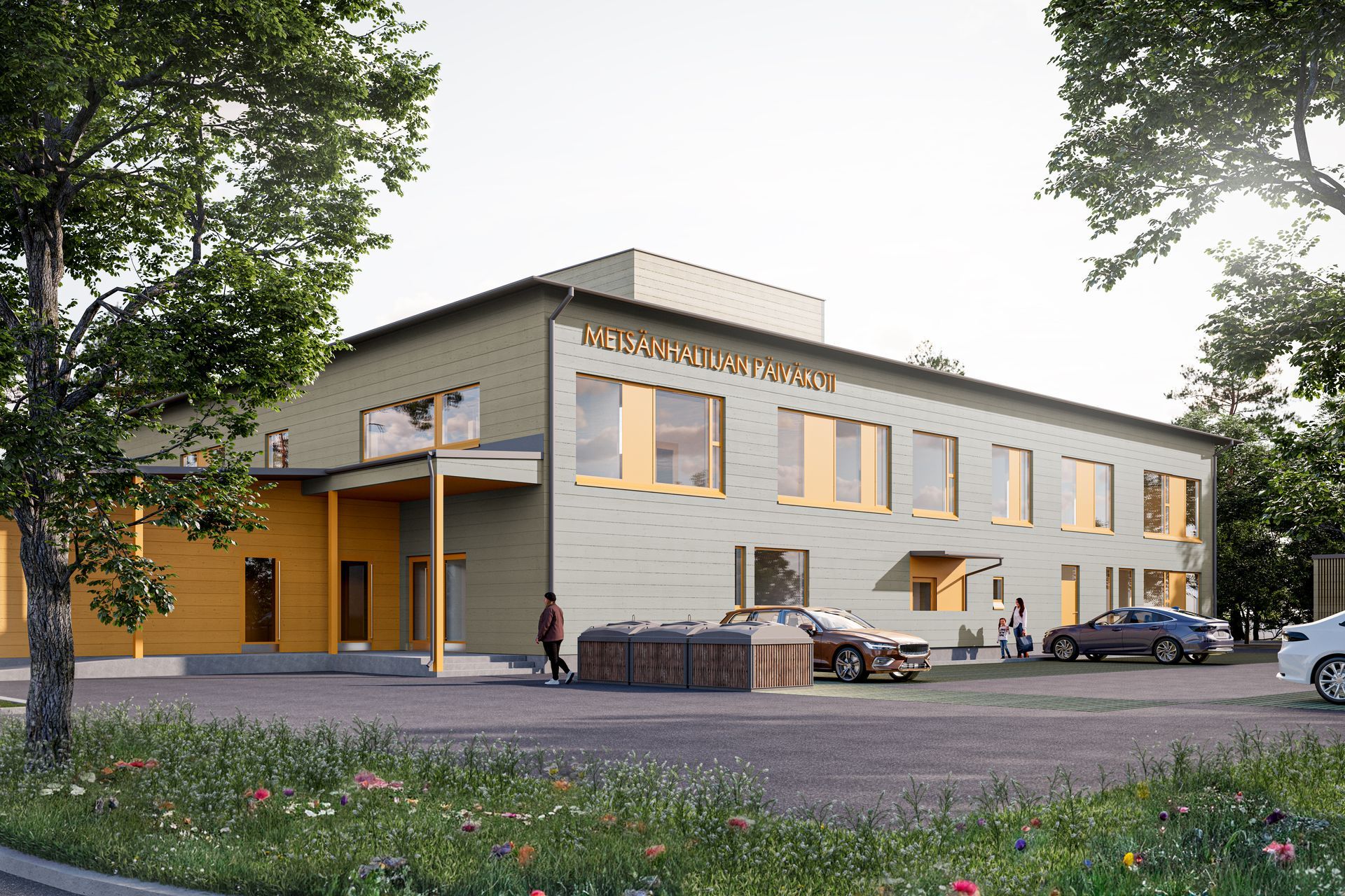 Rakenteilla oleva rakennus, jossa on paljon parvekkeita