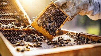 Apiculture s'occupant des abeilles dans la ruche