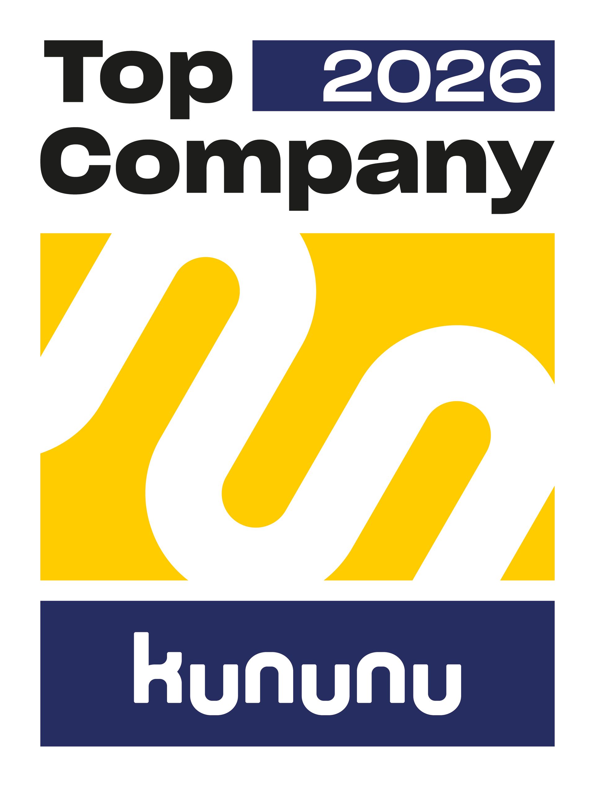 Kununu Top Company 2026 Logo in Marineblau, Weiß und Gelb