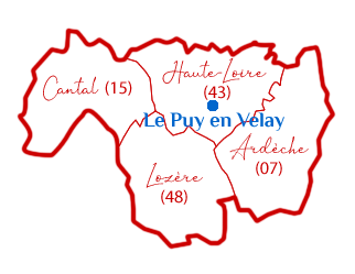 Plan avec les départements autour de Puy en Velay