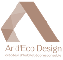 Accueil Logo pour Ar d'Eco Design : un A stylisé dans des tons marron, avec le texte Ar d'Eco Design en dessous