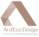 Logo pour Ar d'Eco Design : un A stylis&eacute; dans des tons marron, avec le texte Ar d'Eco Design en dessous