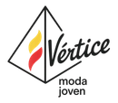 Logotipo: Forma de pirámide negra con formas abstractas coloridas y la palabra "Vertice" en fuente escrita a mano.