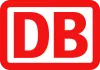 Ein rot-weißes DB-Logo auf weißem Hintergrund.