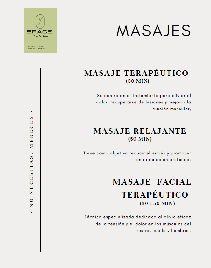 Un folleto que dice masajes.
