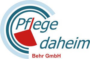 Logo f&uuml;r Pflege daheim Behr GmbH mit t&uuml;rkisfarbenen Ringen und einer roten Herzform