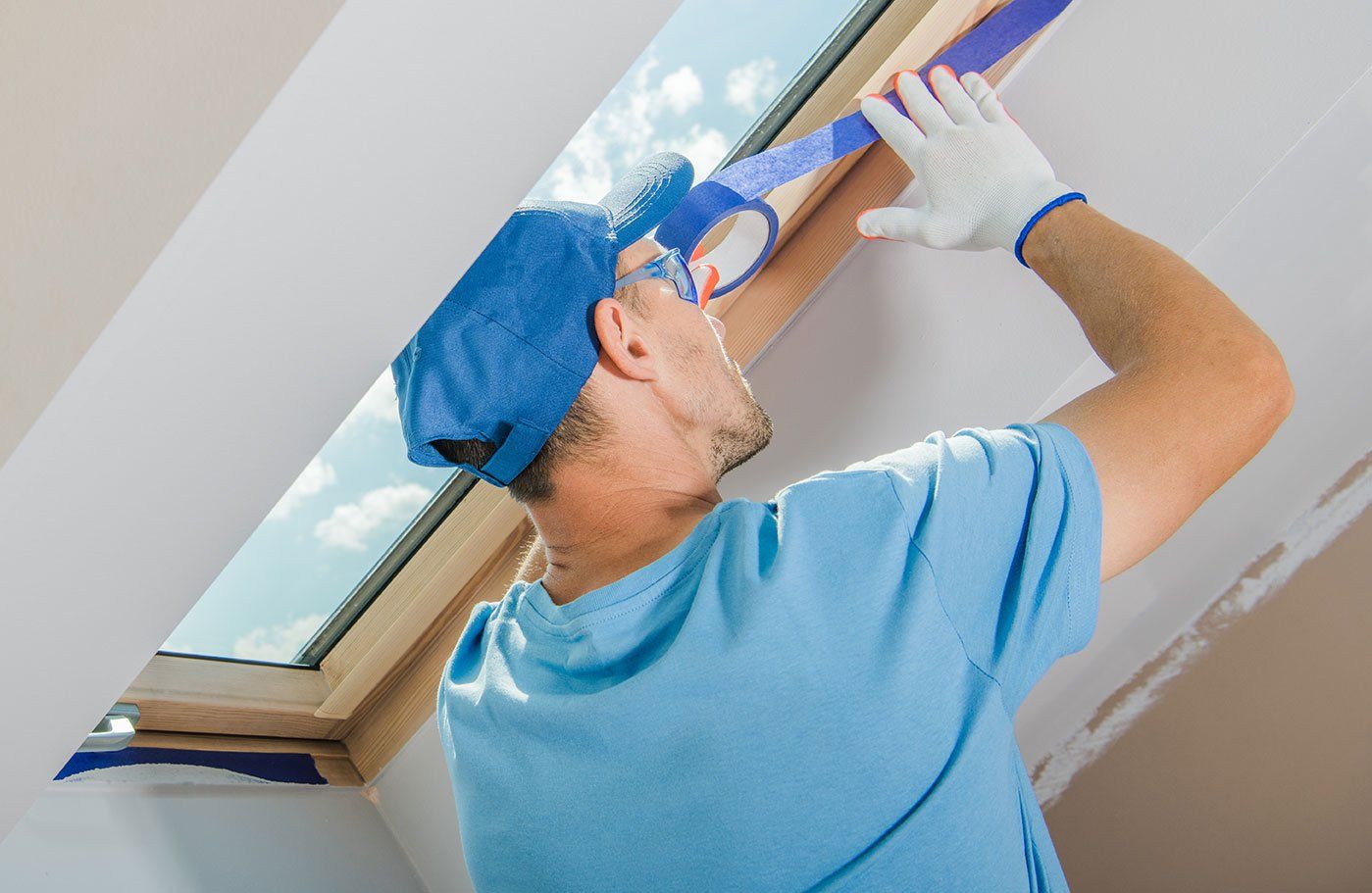 Artisan qui fait une rénovation de fenêtre de toit