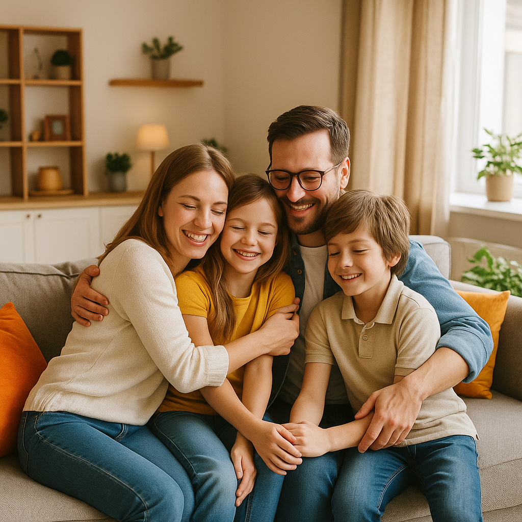 Famille accueillant des voyageurs dans un appartement de vacances à Carnon