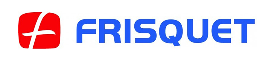 Le logo de la société Frisquet, représentant un « f » stylisé blanc sur un carré rouge à côté du mot bleu « FRISQUET ».