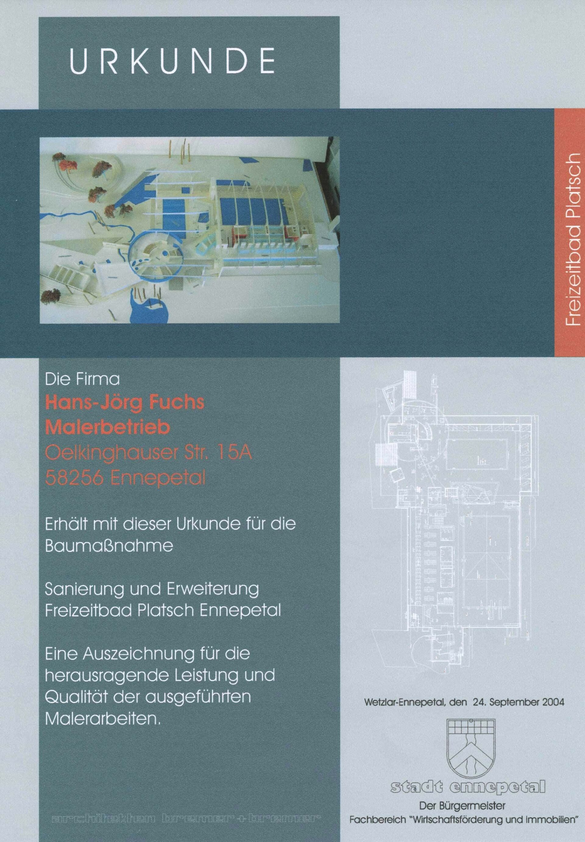 Urkunde Stadt Ennepetal