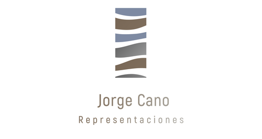 Logotipo: Pila vertical de formas en capas de color marrón y gris, con el texto 