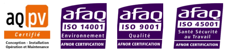 Certifications : AQPV, AFAQ ISO 14001, AFAQ ISO 9001 et AFAQ ISO 45001.