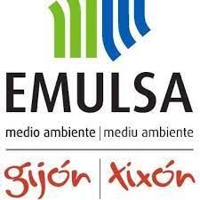 EMULSA logo: Green and blue lines above the word 