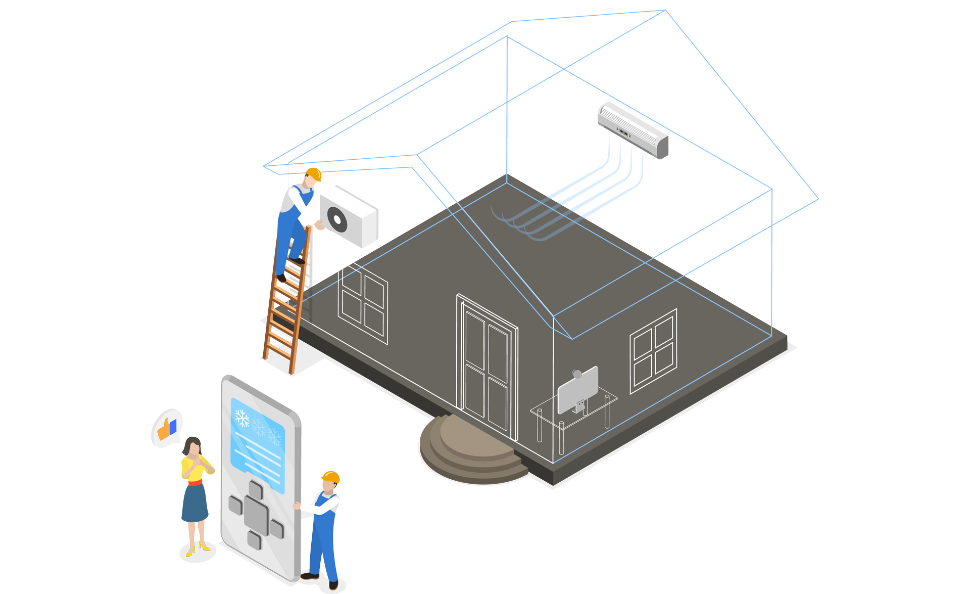 Illustration du dépannage de climatisation dans une maison