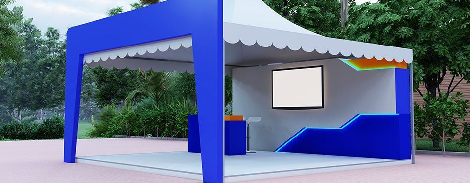 Écran mobile sous un barnum