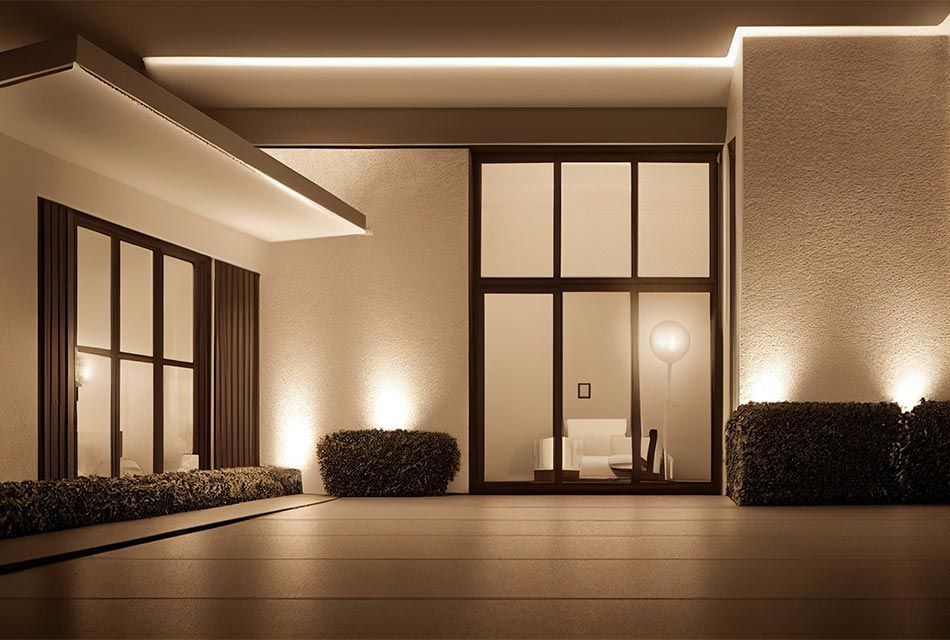 Maison éclairée la nuit