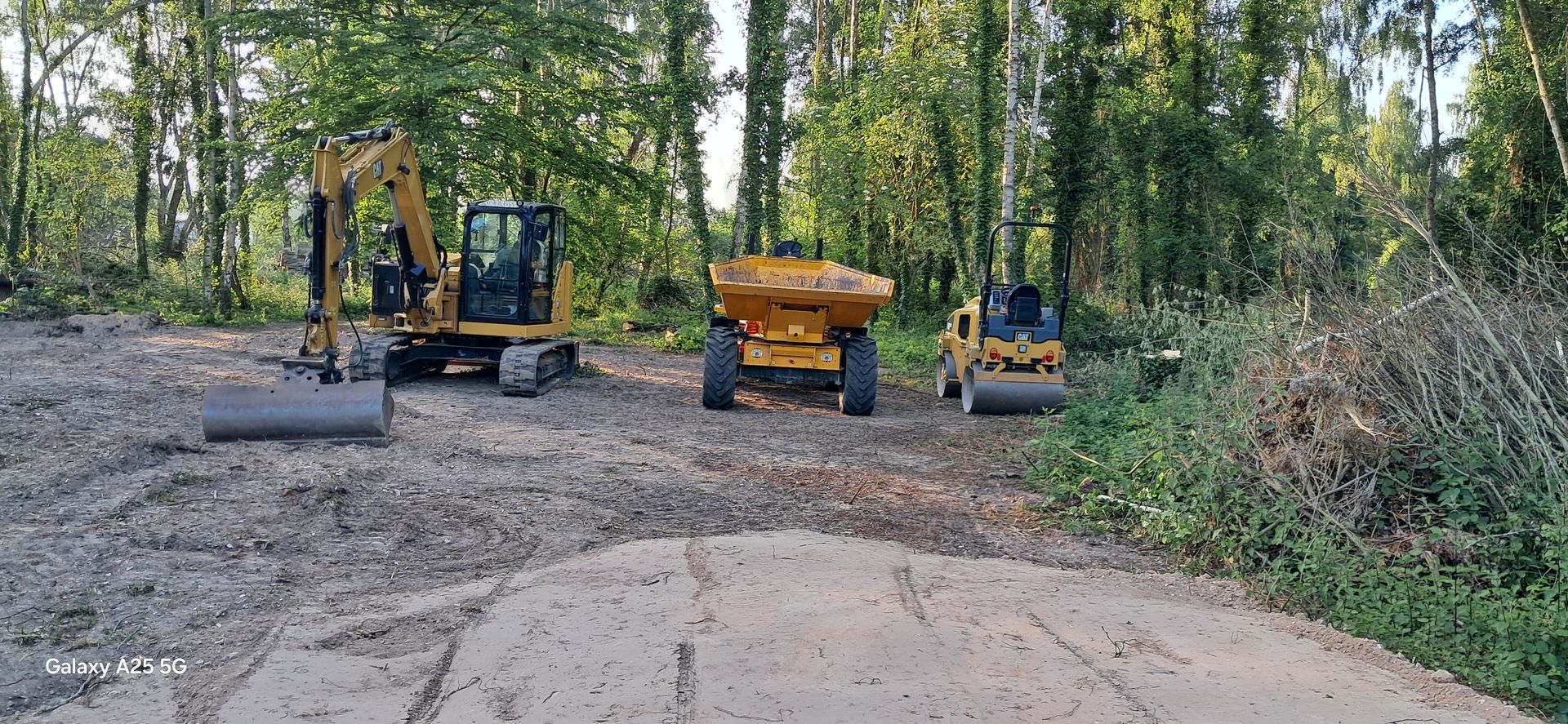 Terrain forestier et engins de chantier.