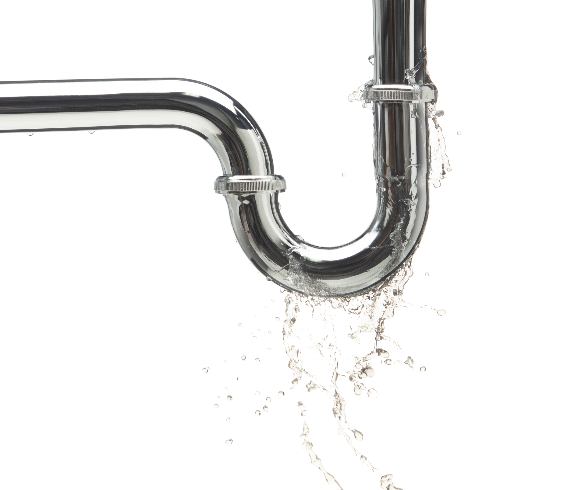 Fuite d'un tuyau d'eau avec éclaboussures.