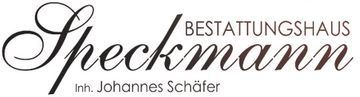 Ein schwarz-weißes Logo für ein Unternehmen namens Speckmann Bestattungshaus