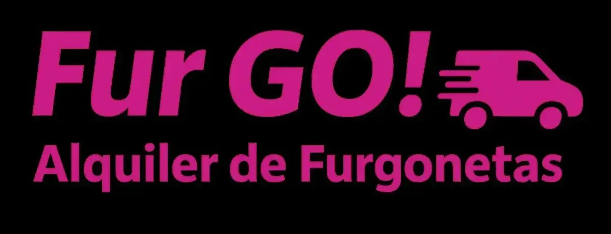 Logo rosa de Fur GO! con una furgoneta y el texto &ldquo;Alquiler de Furgonetas&rdquo;