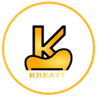 Logotipo estilizado de una K en naranja y negro dentro de un círculo dorado, con «KREATT» debajo