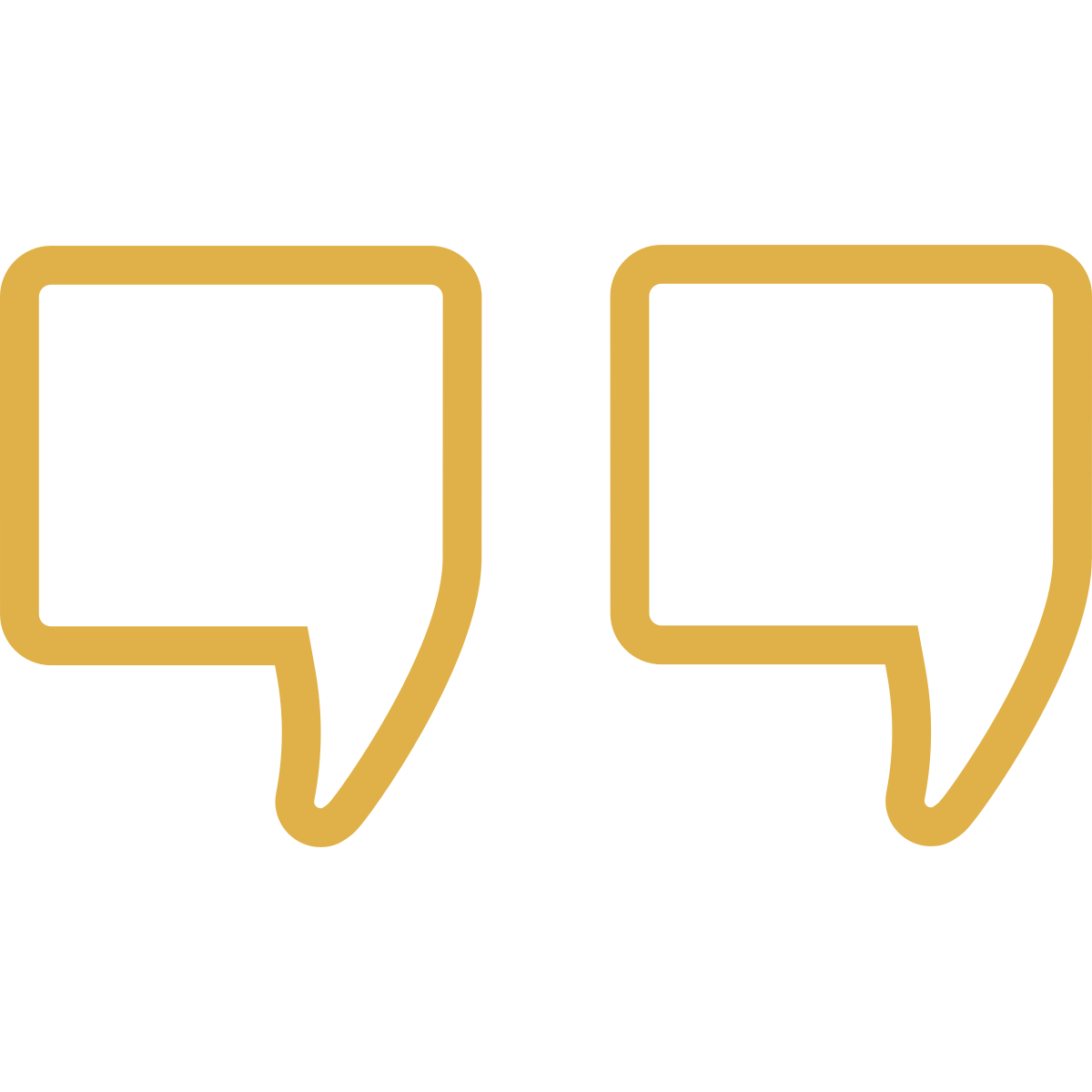 A pair of gold speech bubbles on a white background.