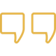 A pair of gold speech bubbles on a white background.