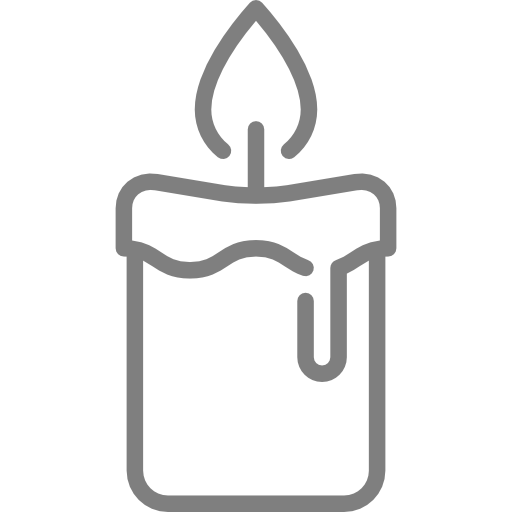 Un contorno gris de una vela encendida con apariencia de cera derretida.