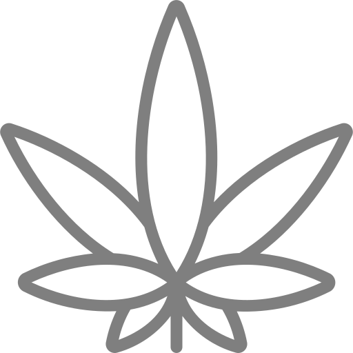 Contorno gris de una hoja de cannabis.