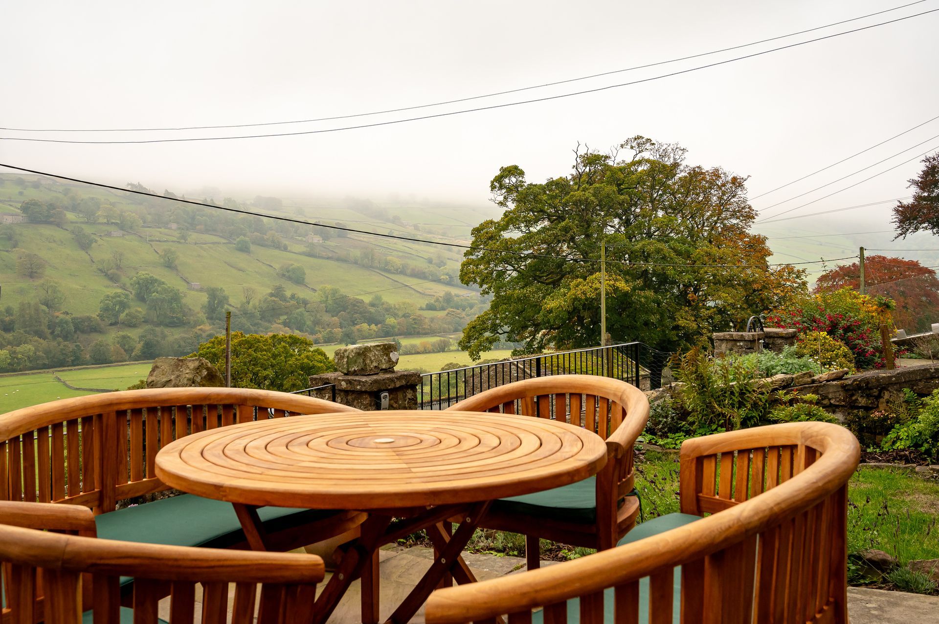Outside seating with views across Swaledale