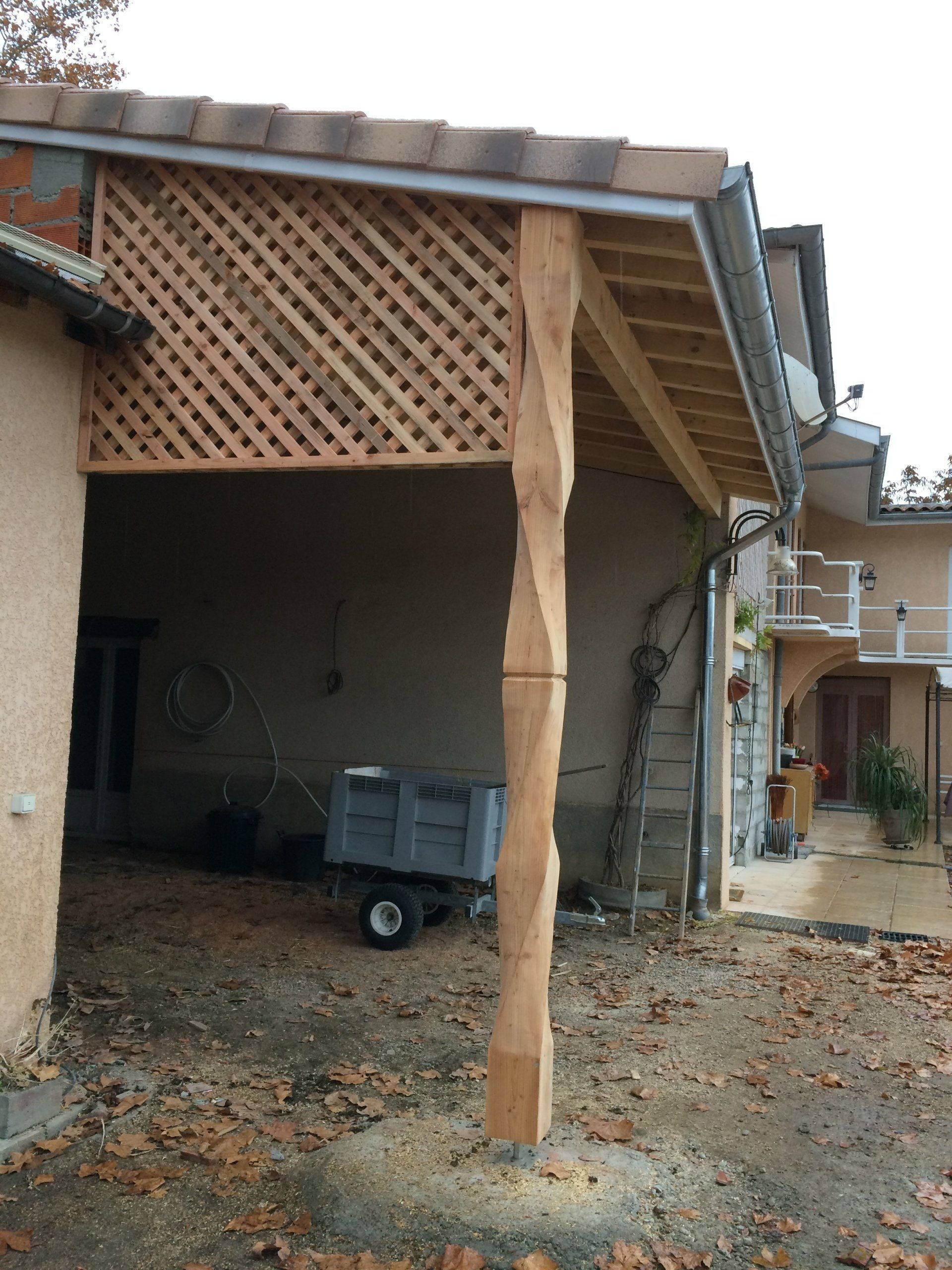 Pose de poteau en bois